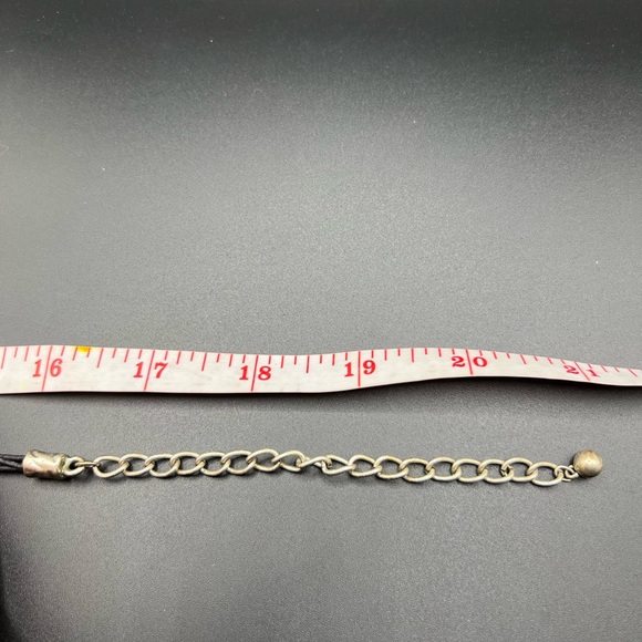 Vintage CHICO'S Two-Tone Modern Pendant on Black Leather Cord Necklace - Picture 3 of 3